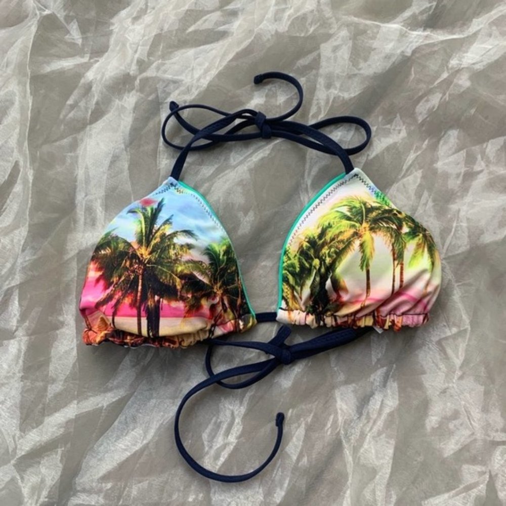 Tropical / Striped Reversible Bikini Top ✨